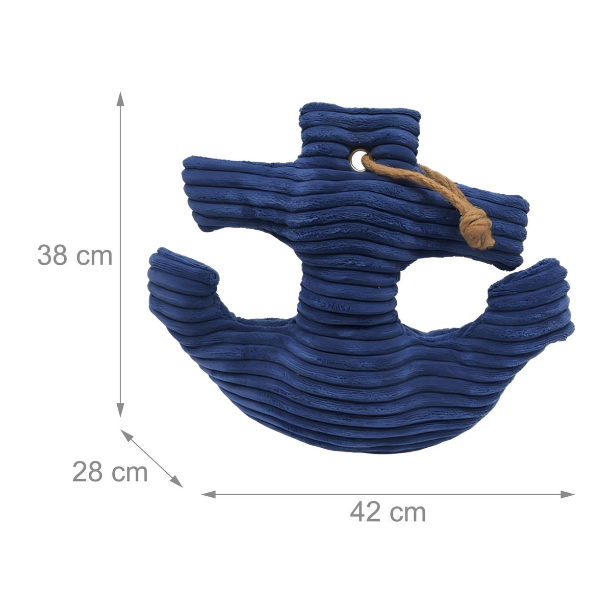 DÖRRSTOPP Mörkblå ankare - Mörkblå, Textil/Naturmaterial (42/28cm) - Relaxdays