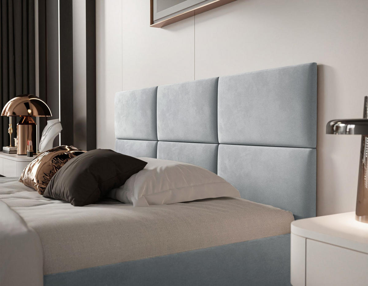 POLSTERBETT Nestio Hellgrau Samt 140x200 cm - Hellgrau, Kunststoff/Textil (140/200cm) - Selsey