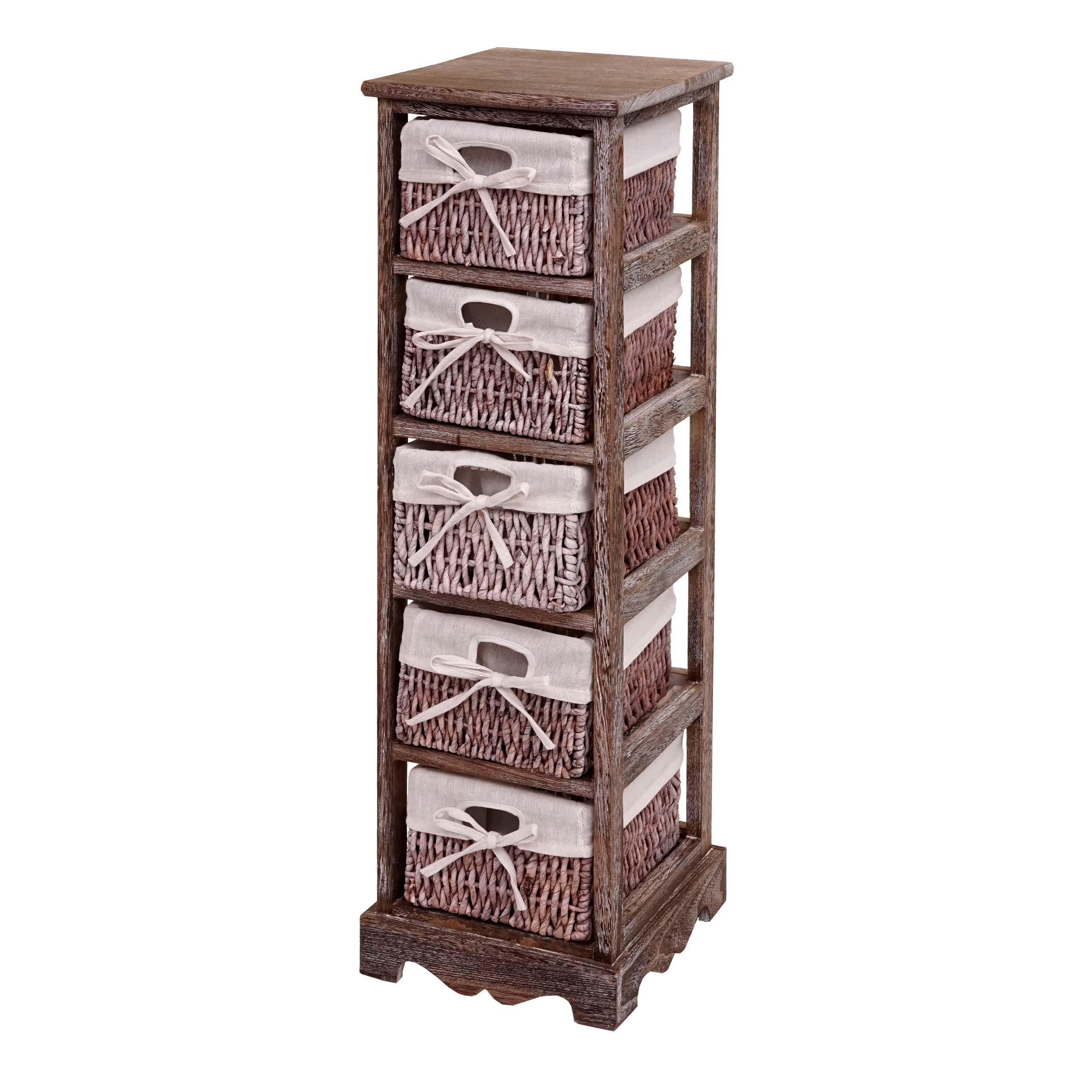KOMMODE MIT 5 KORBSCHUBLADEN Braun - Braun, Holz (25/90/28cm) - MCW