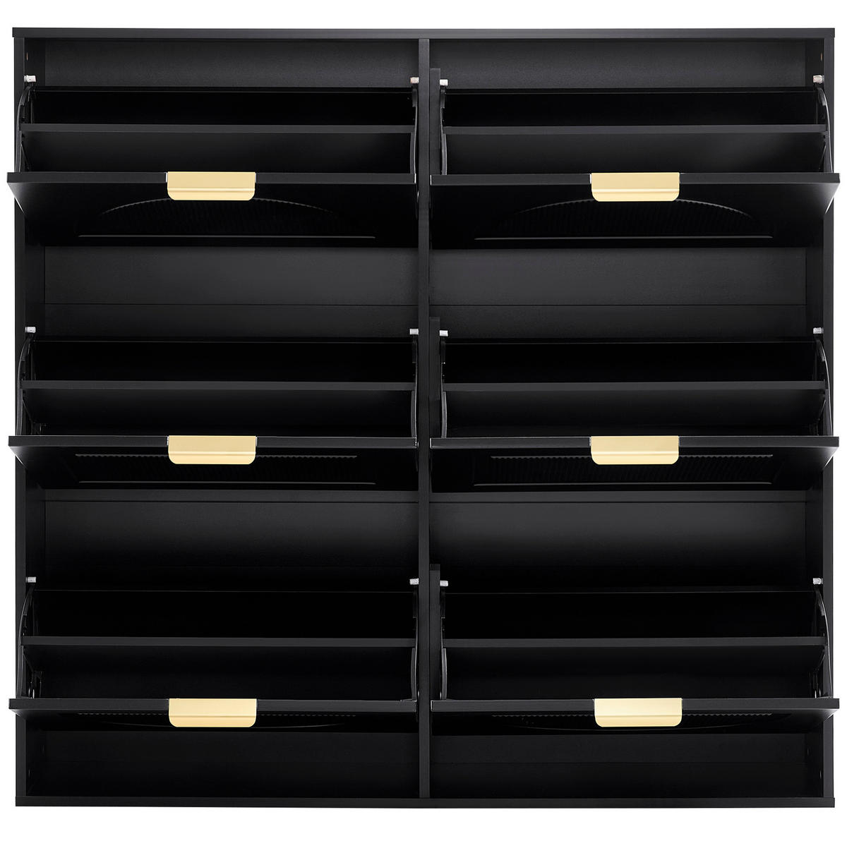 SCHUHSCHRANK aus MDF 118x25x115cm in Schwarz mit Kippsicherung - Schwarz, Holzwerkstoff (118/115/25cm) - Modfu