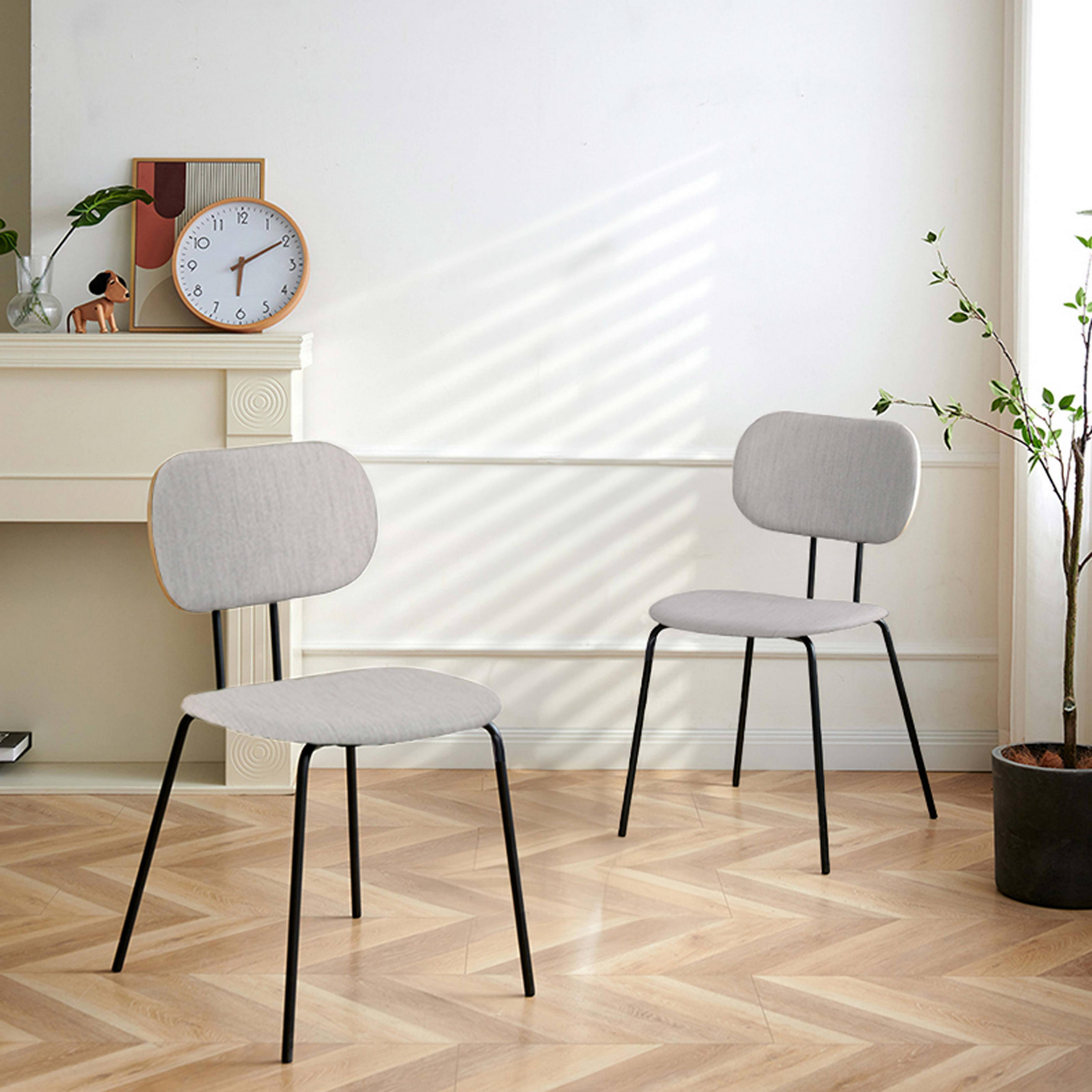 STÜHLE 2-tlg., Grau - Grau, Holz (47/83/50cm) - Oviala
