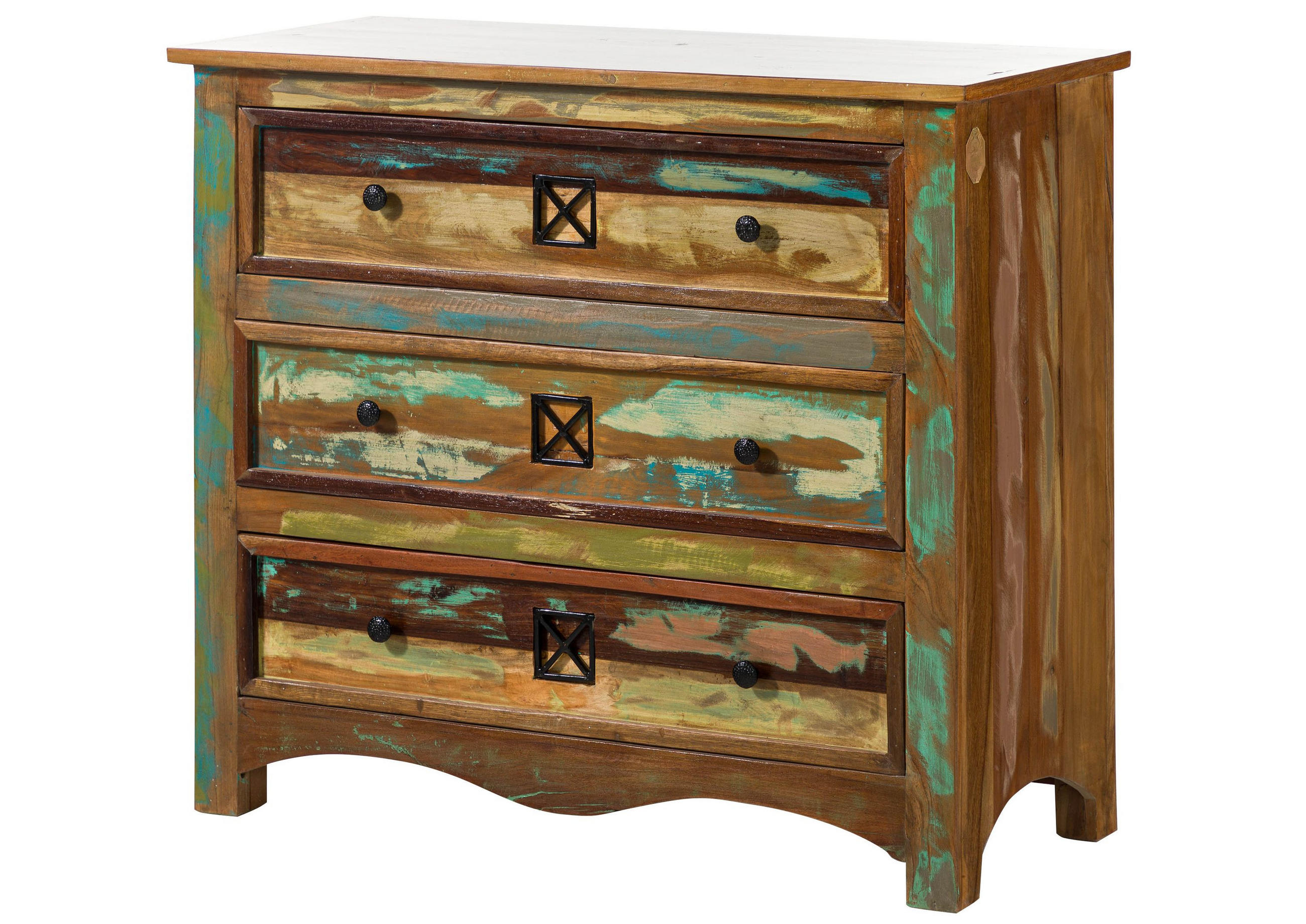 KOMMODE Altholz 100x42x88 mehrfarbig lackiert NATURE OF SPIRIT #49 - Multicolor, Holz (100/88/42cm) - Massivmoebel24
