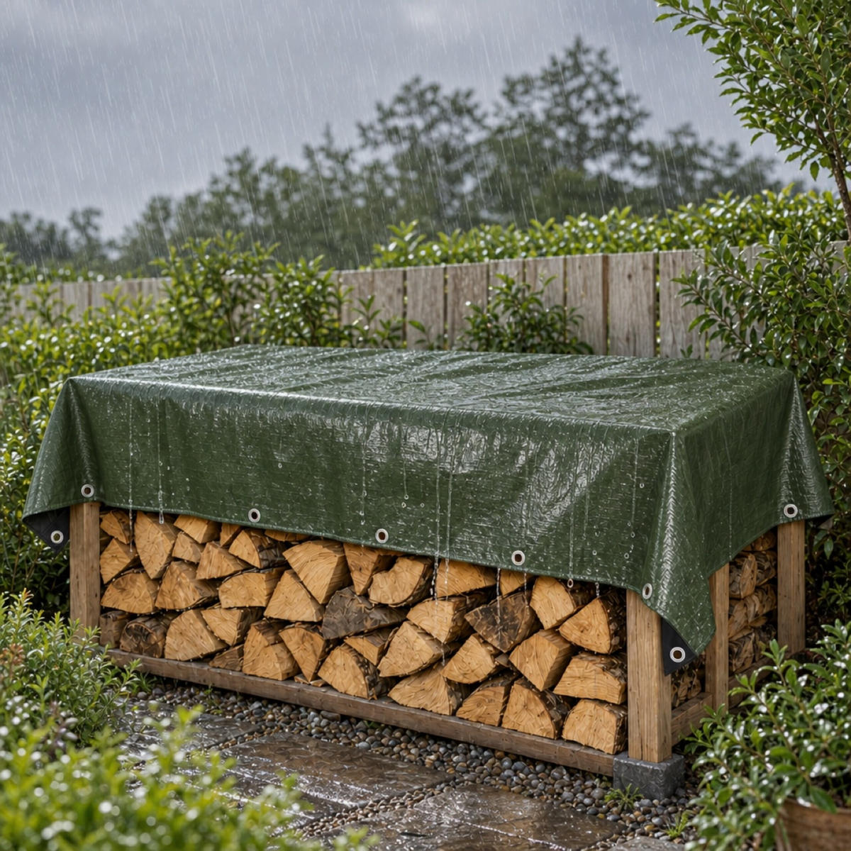 PONJAVA zelena vodoodporna 3x4 m - temno zelena, umetna masa (400/300/0.1cm) - Relaxdays