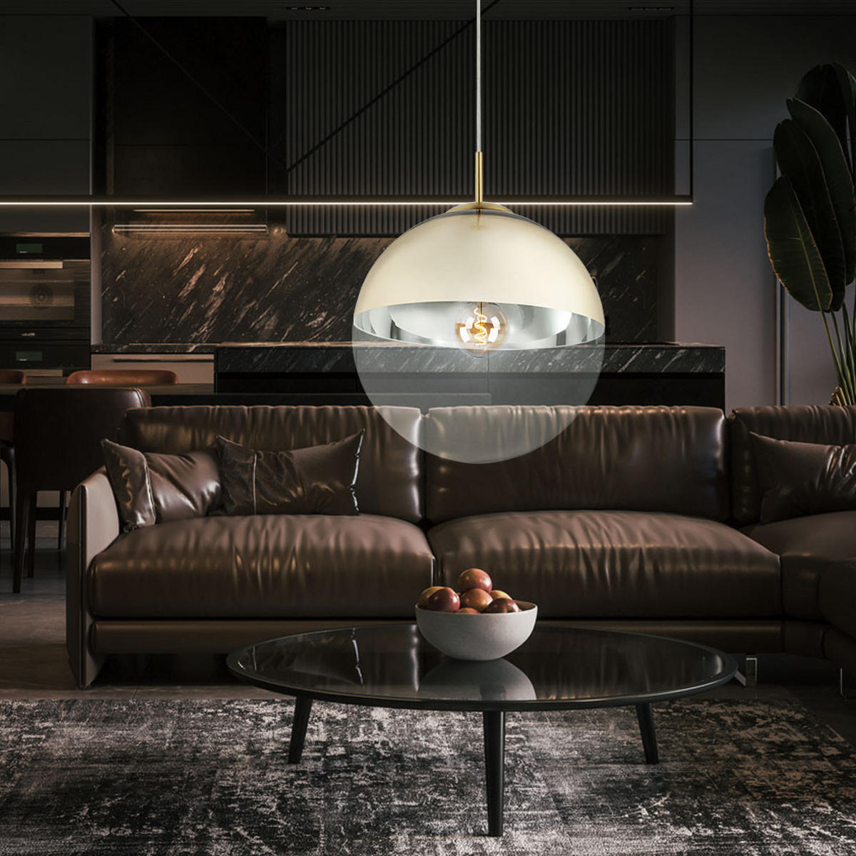 LED HÄNGELEUCHTE Metall Gold - Goldfarben, Glas (30/30/120cm) - Globo Lighting