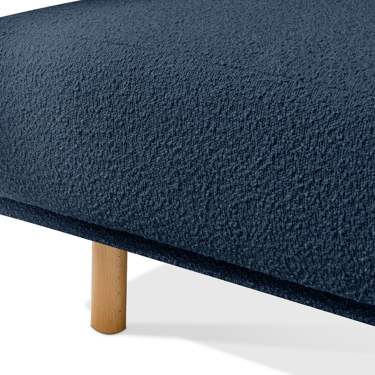 ECKSOFA-RECHTS FOSERO, Bouclé - Buchefarben/Dunkelblau, Holz/Holzwerkstoff (204/155cm) - KONSIMO®