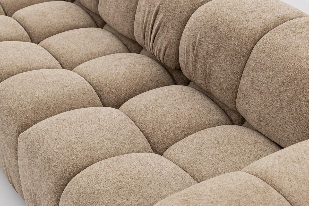 MODULARES Ecksofa MOMENTUM L, Links, Breite 282 cm, strukturierter Stoff, Beige - Chromfarben/Beige, Holz/Textil (282/155cm) - Muffo