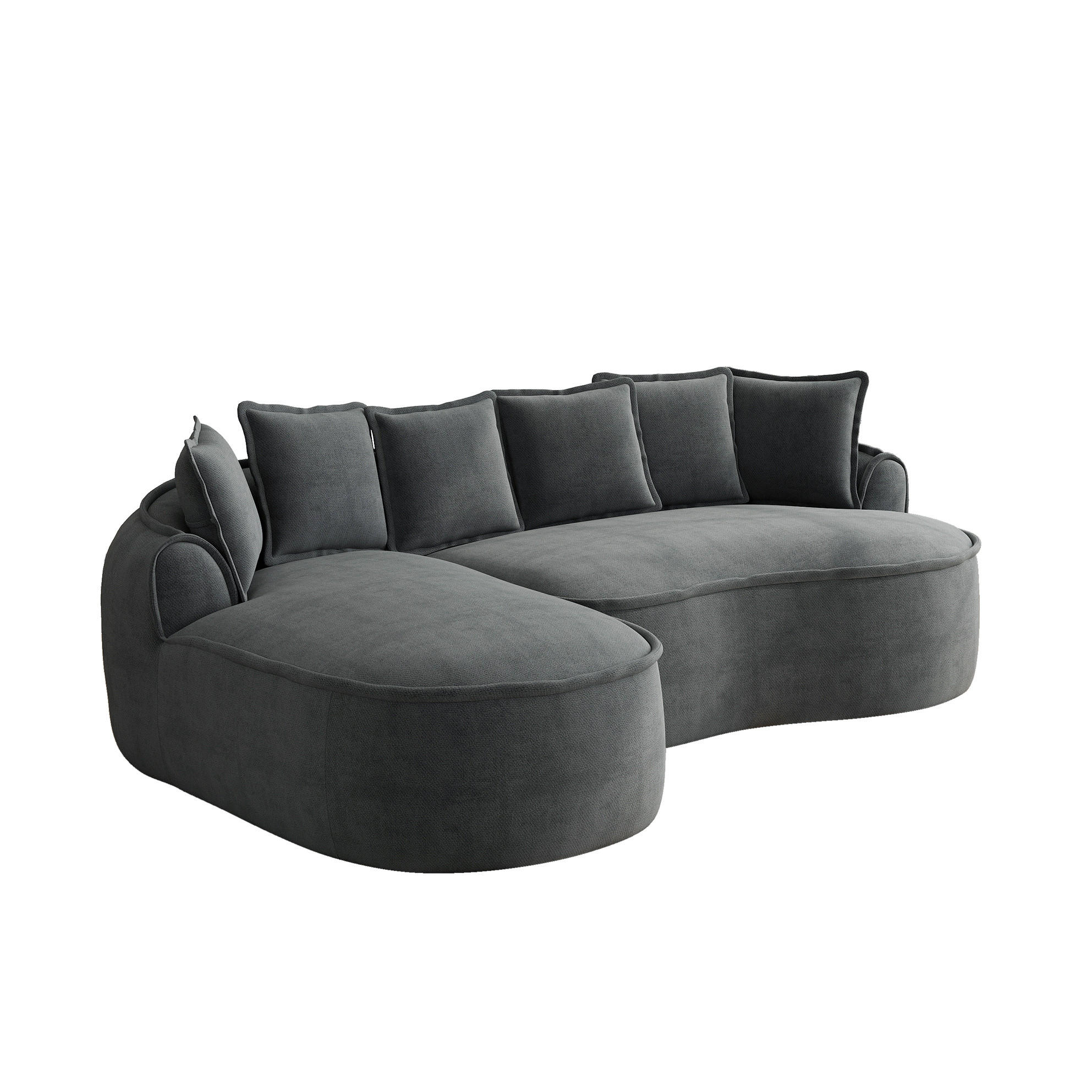ECKSOFA 252/164/67 cm modular grau aus Chenille rahmenlos mit Schlaffunktion - Grau, Textil (164/252cm) - OKWISH