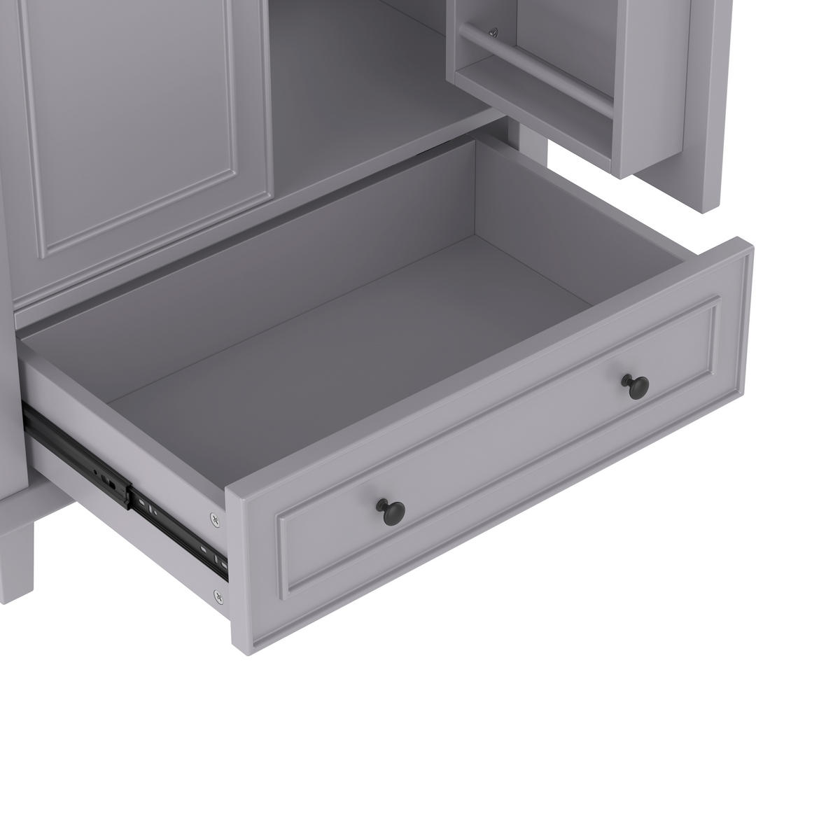 BADEZIMMERSCHRANK 76x46x87cm in Grau mit Massivholzbeinen & Keramikbecken - Grau, Holzwerkstoff (76/87/46cm) - Modfu