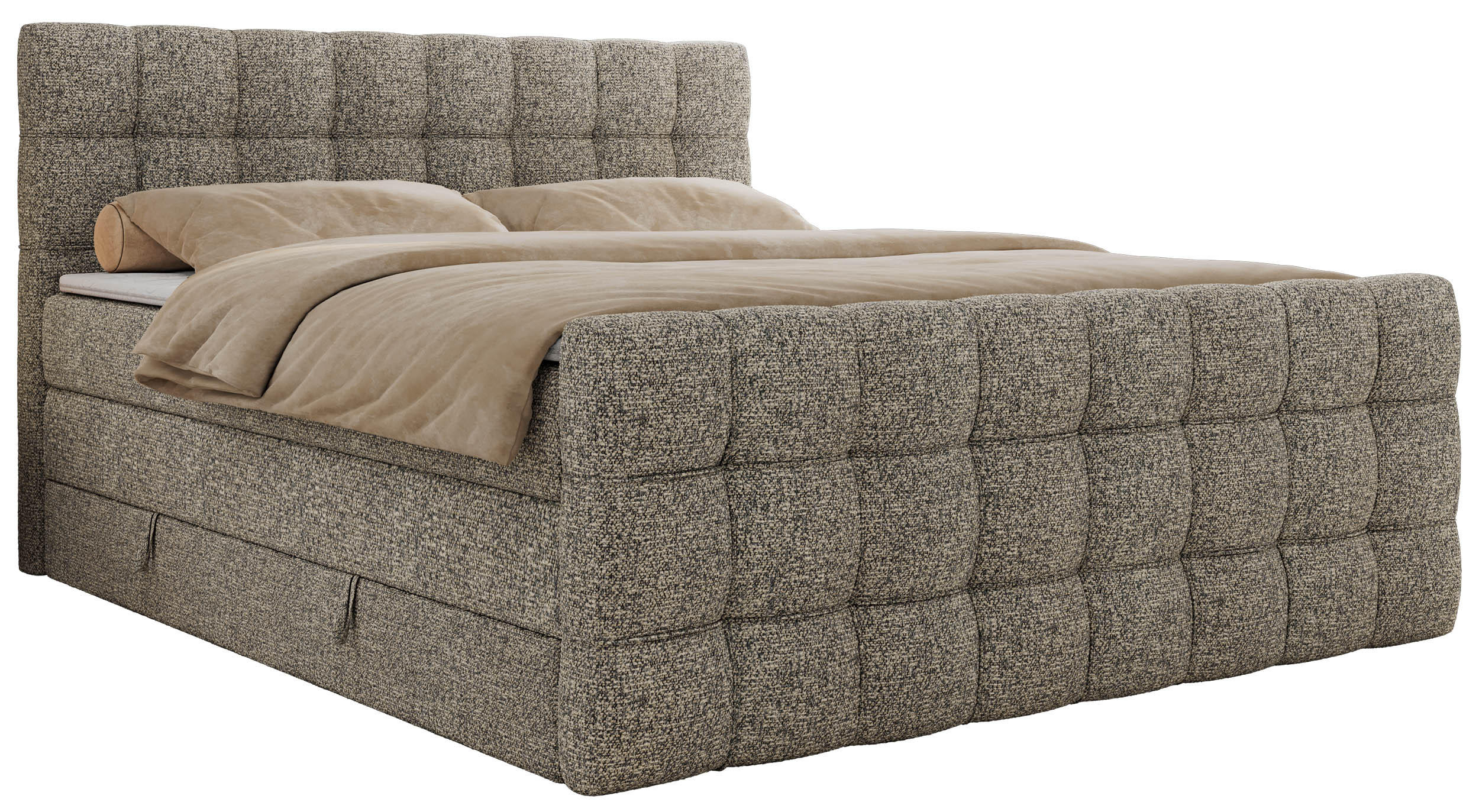 MKS POSTEL BOXSPRING ALTIVO KING DUO 140/200 - Šedá Strukturovaná látka - Topper T25 - H4
