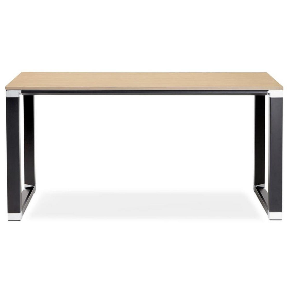 SCHREIBTISCH Modern Chromdetails Große Arbeitsfläche KERIX, Beige-Schwarz 140x70x74 cm - Beige/Schwarz, Holz/Metall (70/140/74cm) - KADIMA DESIGN