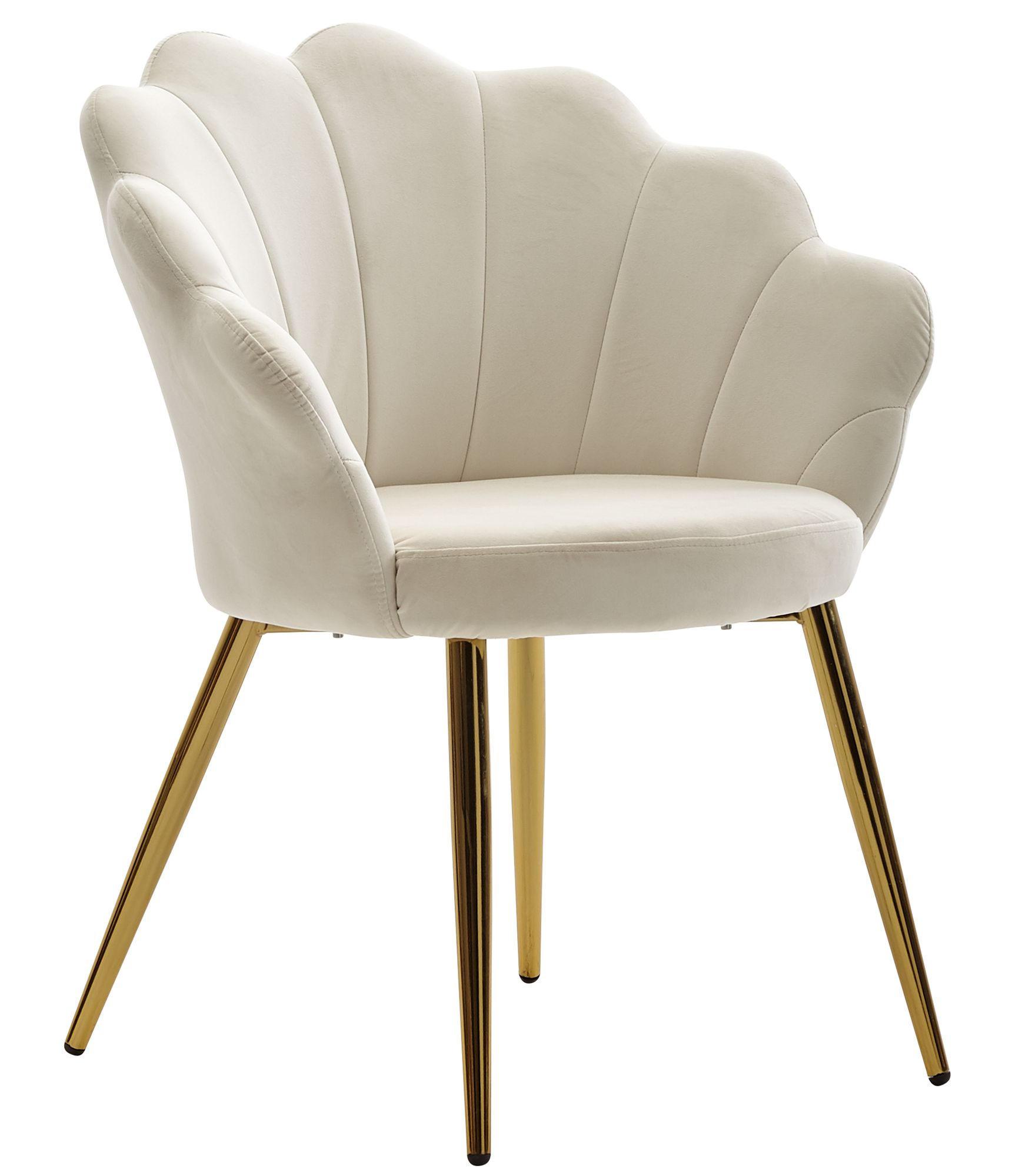 ESSZIMMERSTUHL Samtbezug mit Metallgestell Schalenform Skandinavisch gepolstert, Weiß 47,5x53x80 cm - Goldfarben/Weiß, Textil/Metall (47/80/53cm) - KADIMA DESIGN