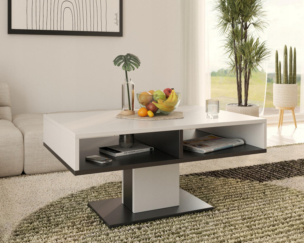 COUCHTISCH INES Weiß-Schwarz 100/50/50 cm - Multicolor, Holzwerkstoff (50/100/50cm) - Matkam Möbel