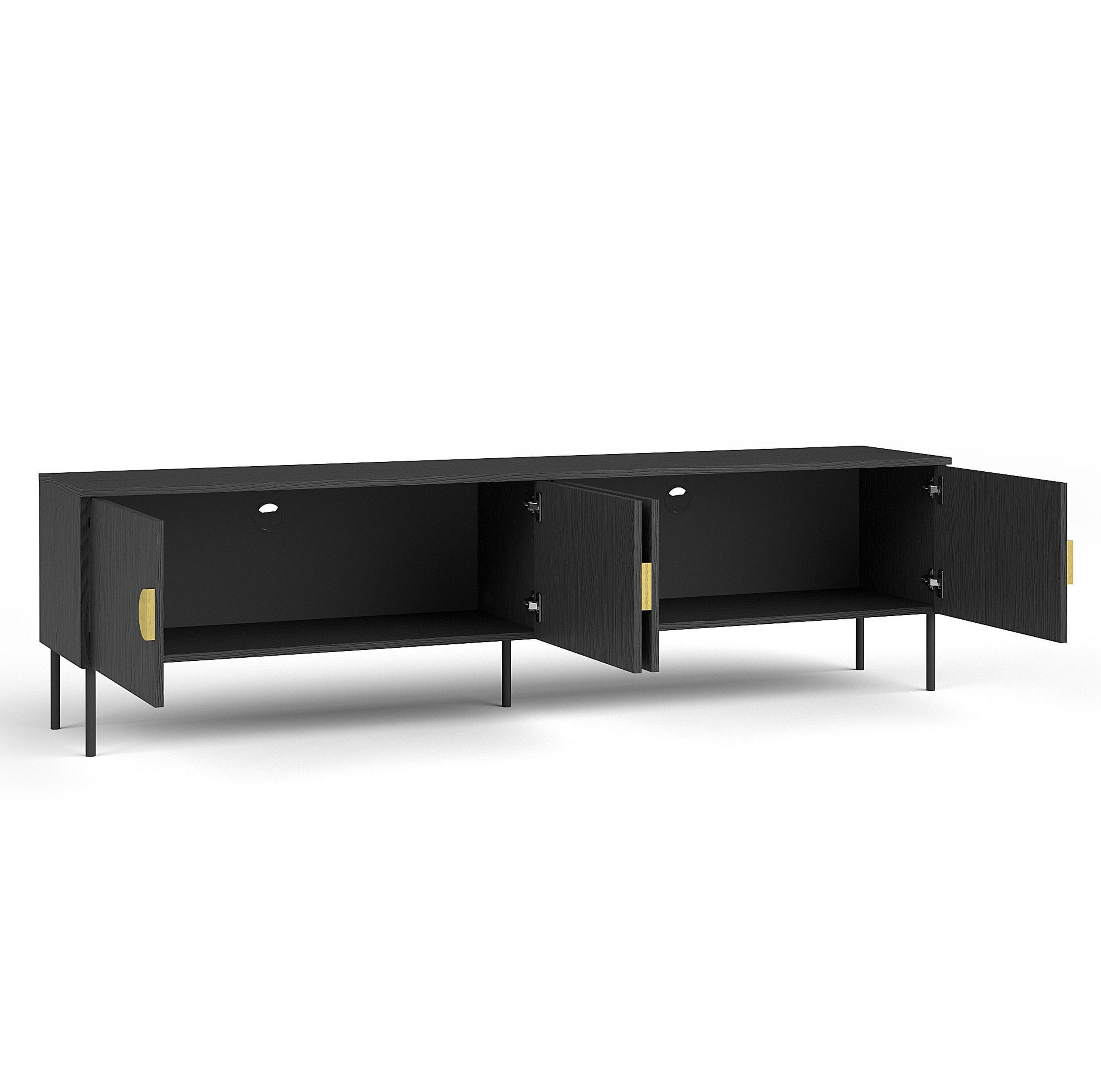 LOWBOARD Brunelli 4T Dunkelgrau 200/54/40 cm – mit Kabeldurchlass - Dunkelgrau/Schwarz, Holzwerkstoff/Metall (200/54/40cm) - AX Living
