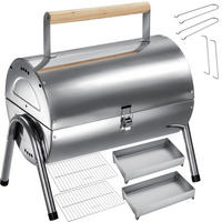 EDELSTAHLGRILL , 42 x 30,5 x 44 cm, schwarz - Schwarz, Metall (42/44/30.5cm) - tectake