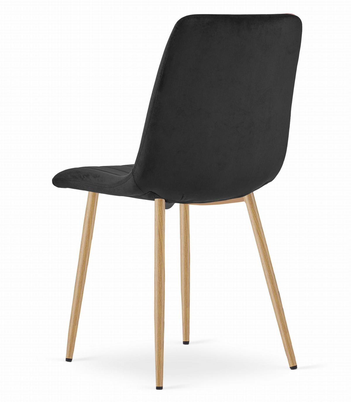STUHL ORSARA 4-er Set, Schwarz, Metallbeine in Holzfarbe, mit Samtstoff gepolstert - Schwarz, Textil/Metall (43/90/51cm) - Komodee