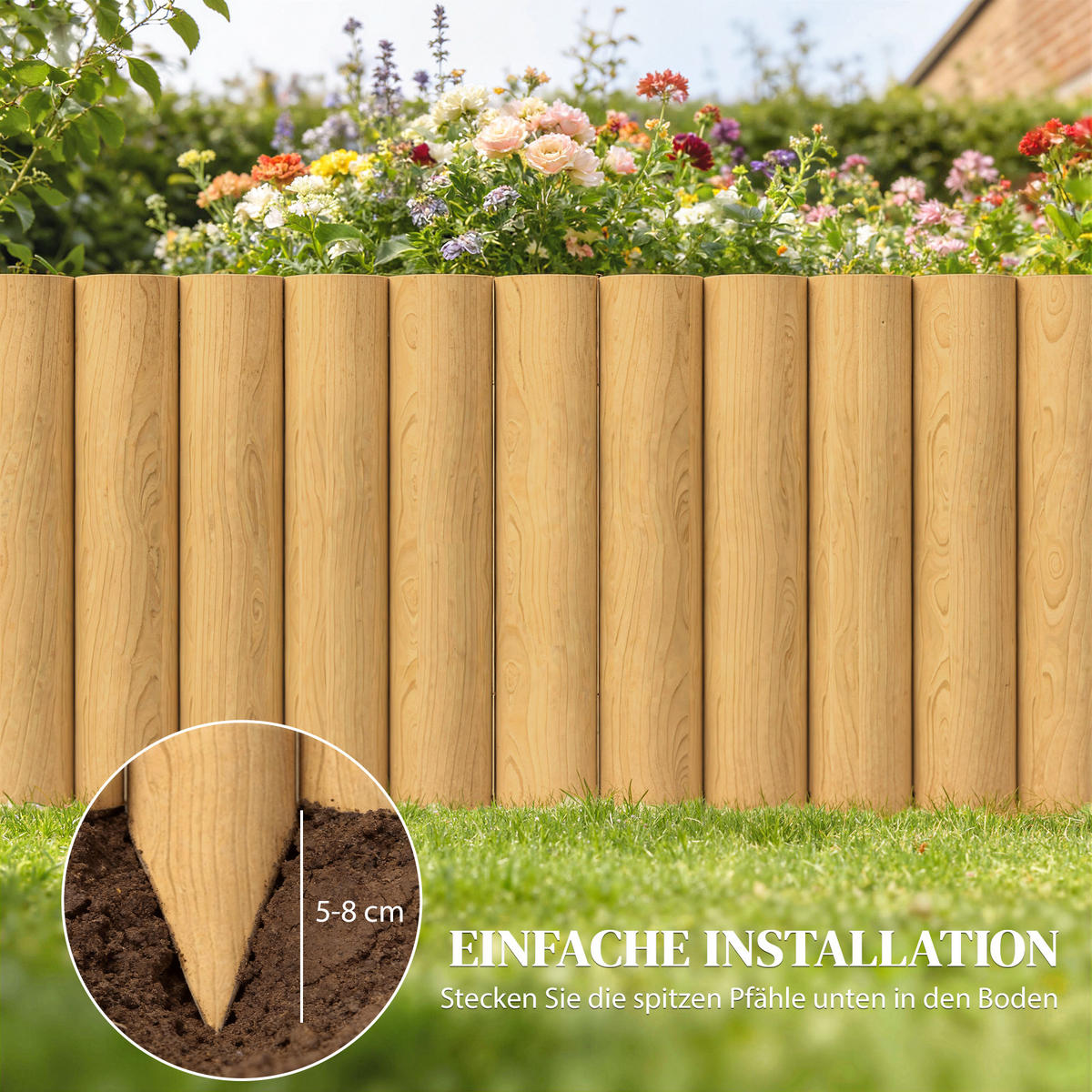 GARTENZAUN Naturfarben 176.0/2.7/30.0 cm - Naturfarben, Holz (2.7/30cm)