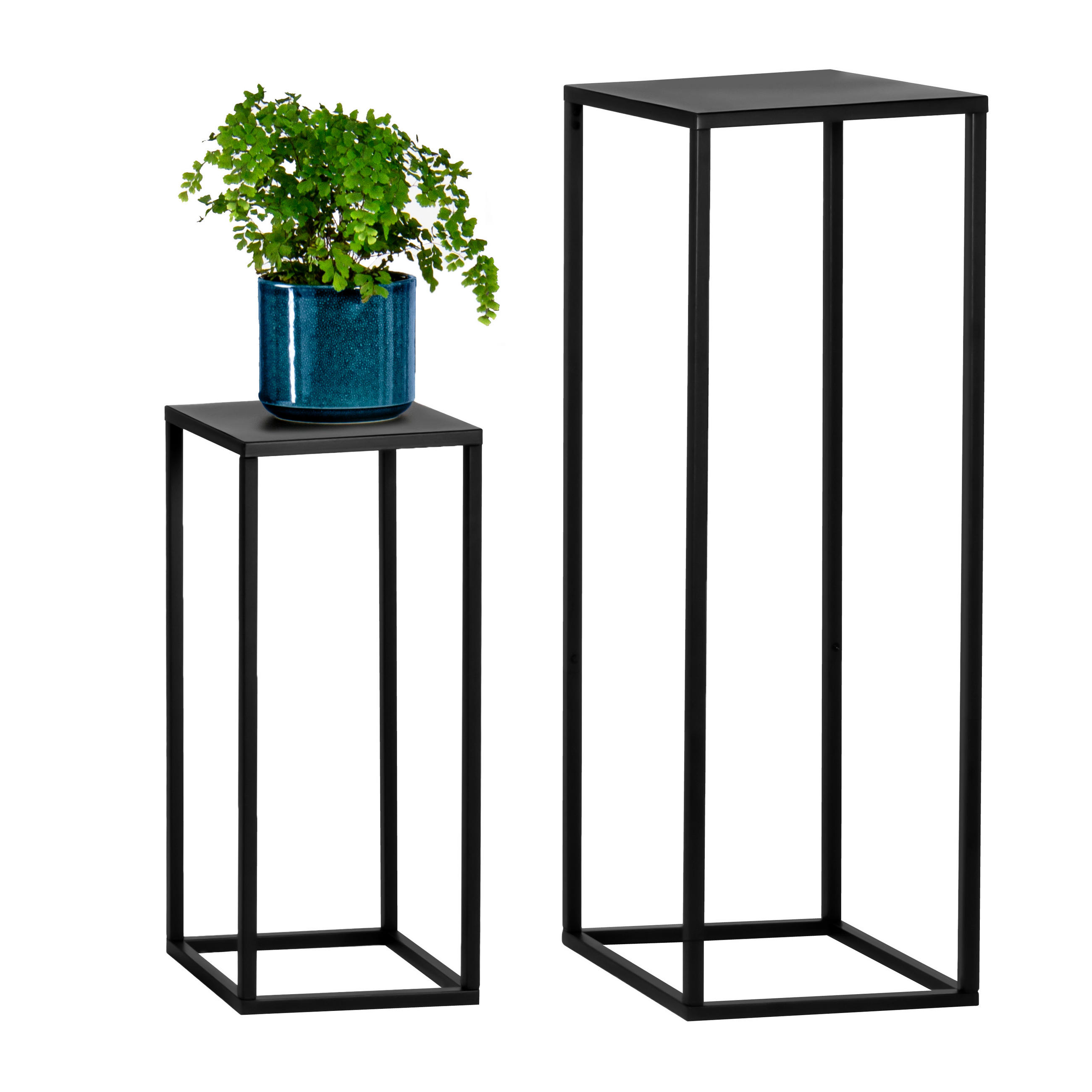 BLUMENHOCKER (2er Set), schwarz - Schwarz, Metall (30/30/90cm) - bremermann