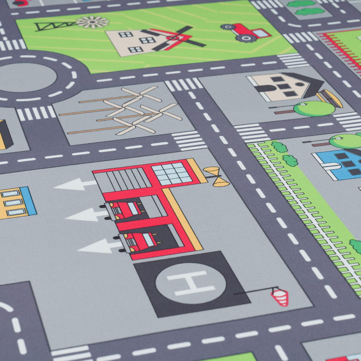 KINDERTEPPICH waschmaschinenwaschbar Stadt‑Land‑Karten‑Muster Kinderzimmer schmutzabweisend Grau Rechteckig 100x200 - Grau, Textil (100/200cm) - KADIMA DESIGN
