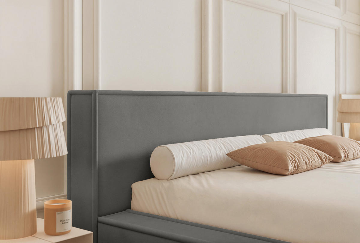 POLSTERBETT Mendocino Classic Low 140x200 cm, Grau - Dunkelgrau, Textil (140/200cm) - Fedve