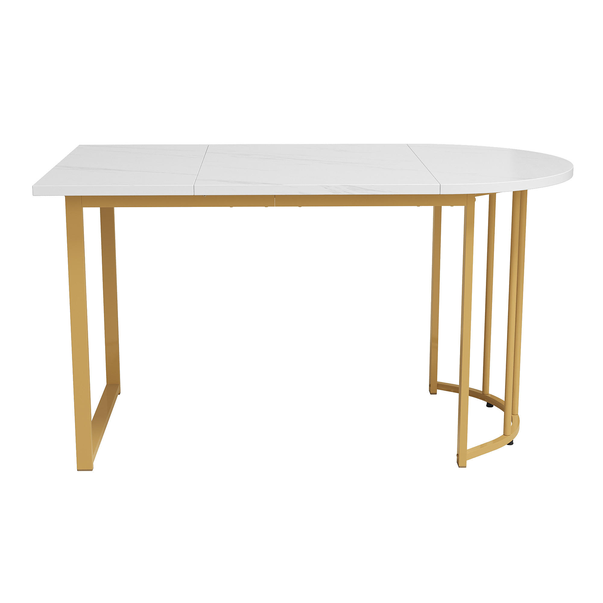 ESSTISCH Weiß und Golden 138.9/80/75 cm - Weiß, Holzwerkstoff/Metall (138.9/80/75cm) - Urban Meuble
