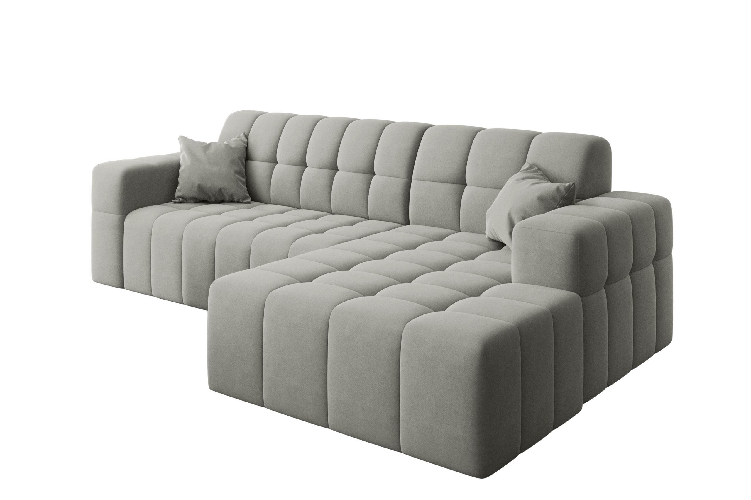 ECKSOFA L-förmiges Nimes Velours Stoff Grau Rechts - Grau, Holz/Kunststoff (265/168cm) - Kaiser Möbel