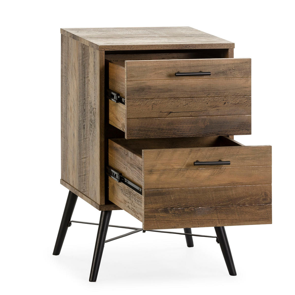 NACHTTISCH Clavel 2 Schubladen rustikale Farbe - Wildeiche, Holzwerkstoff/Metall (40/66/40cm) - VS Venta-stock