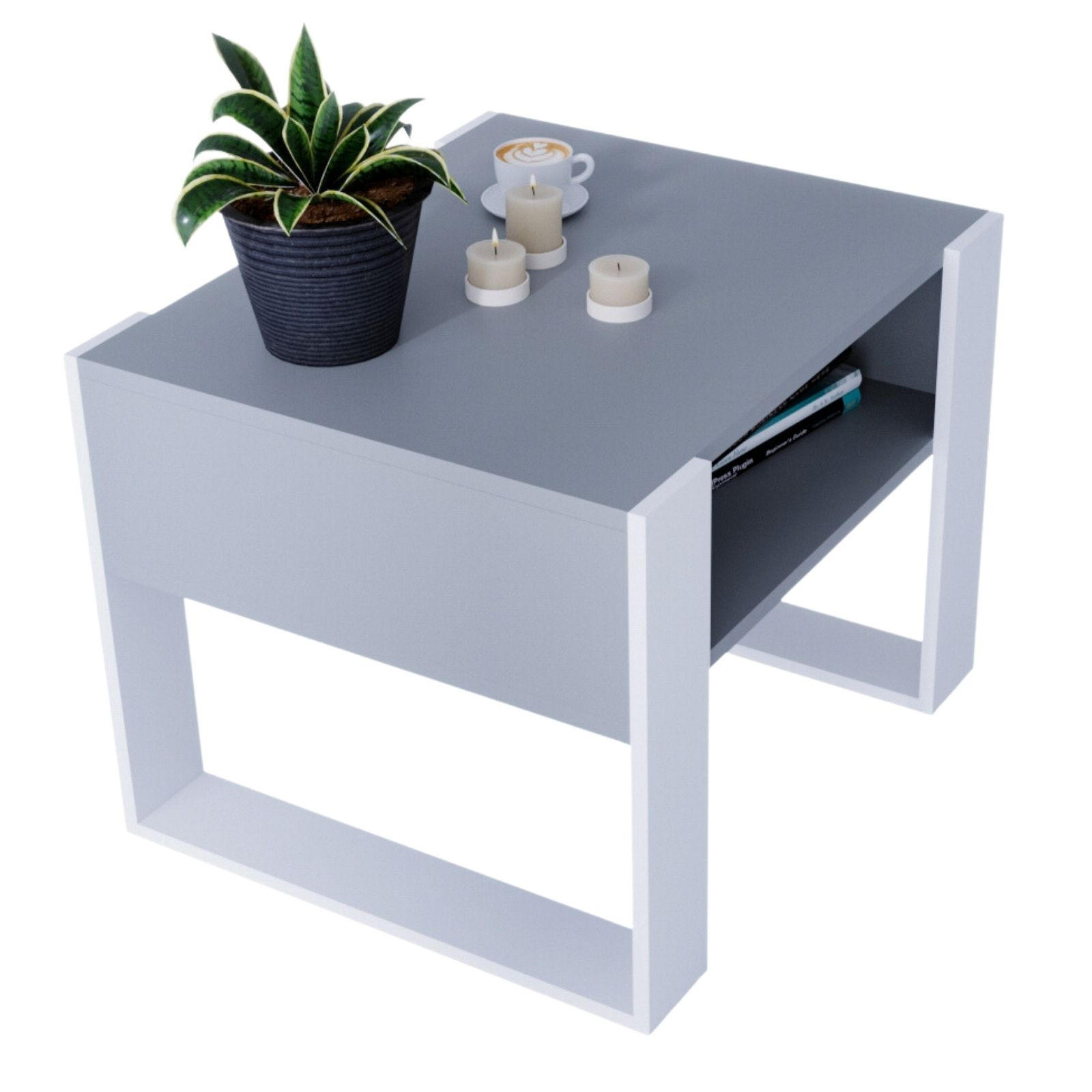 COUCHTISCH Karo65 65/45/53,6 - Weiß/Grau, Holzwerkstoff (53/65/45cm) - RAUMHIRSCH FURNITURE