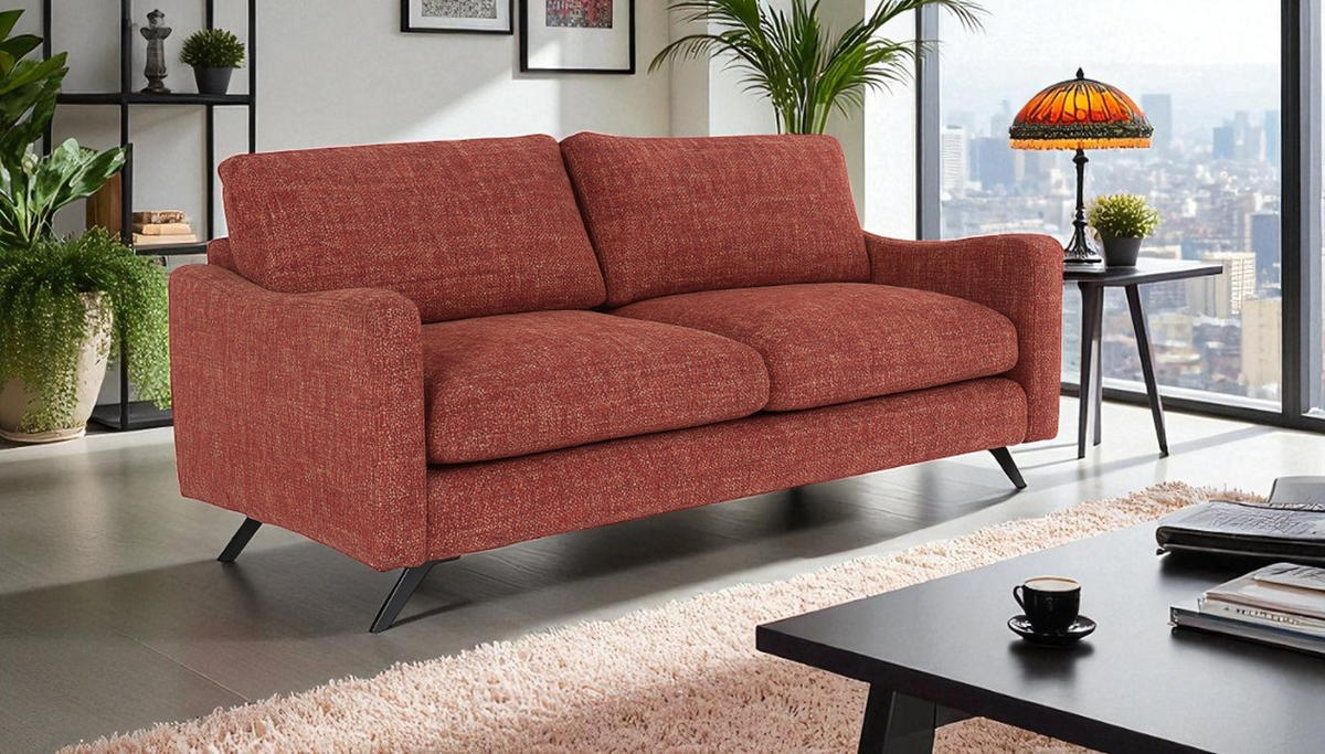 SOFA CLOUD mit schwarz Metallbeinen, Bordeaux - Bordeaux, Textil (235/98/107cm) - KS Home Concept