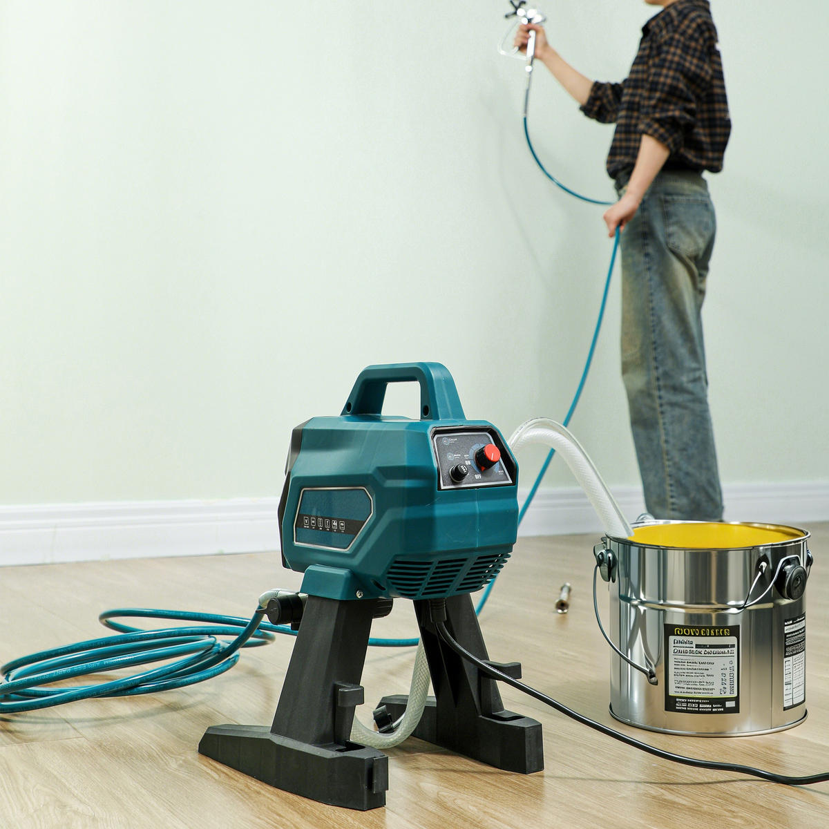 FARBSPRÜHSYSTEM, 700 W Lackierpistole Elektrisch mit drehbarer Düse, 200 bar - Blau, Kunststoff - HOMCOM