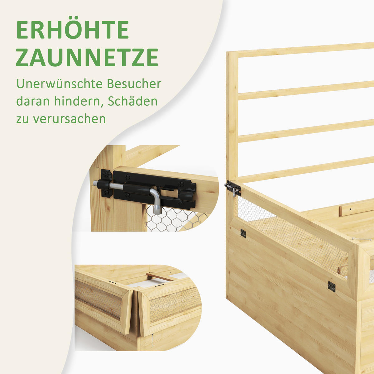 GARTENBEET, Naturfarben - Naturfarben, Holz (98.5/95/183cm) - Outsunny