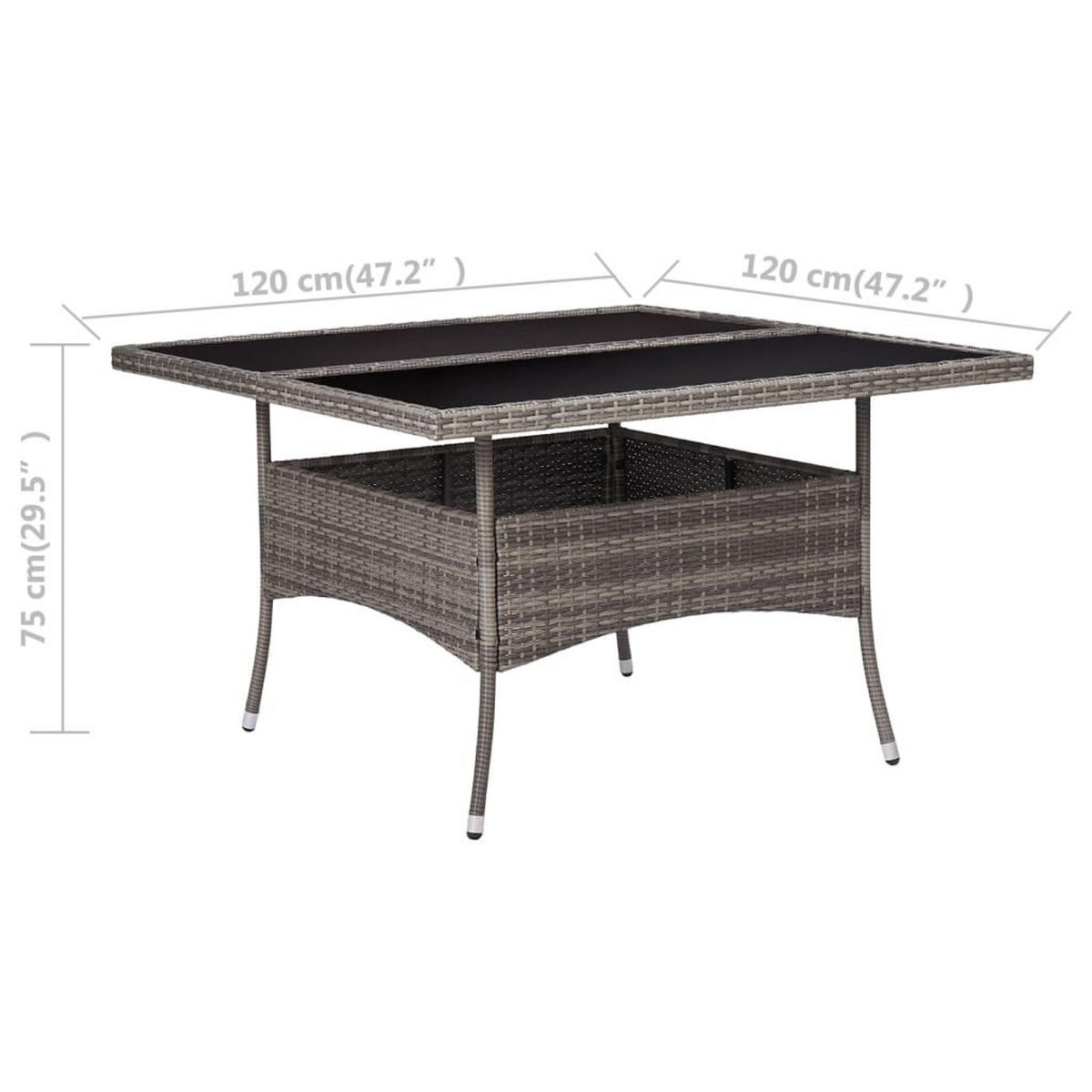 GARTENTISCH Tischrol 120/75/120 cm - Grau, Naturmaterialien (120/120/75cm) - ZMH