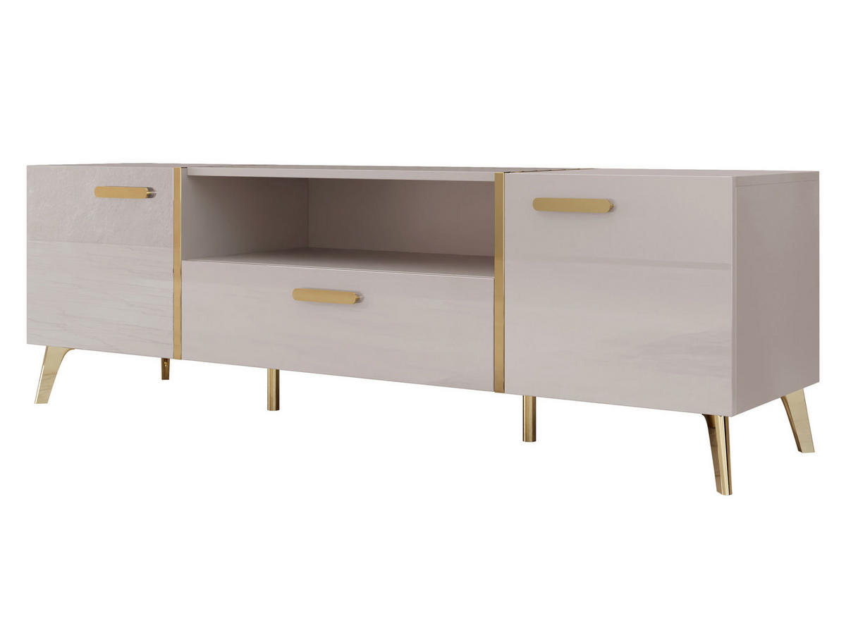 TV-LOWBOARD Picru 150 2D1SZ - Kaschmir/Goldfarben, Holzwerkstoff/Kunststoff (154/47/38cm) - MIRJAN24