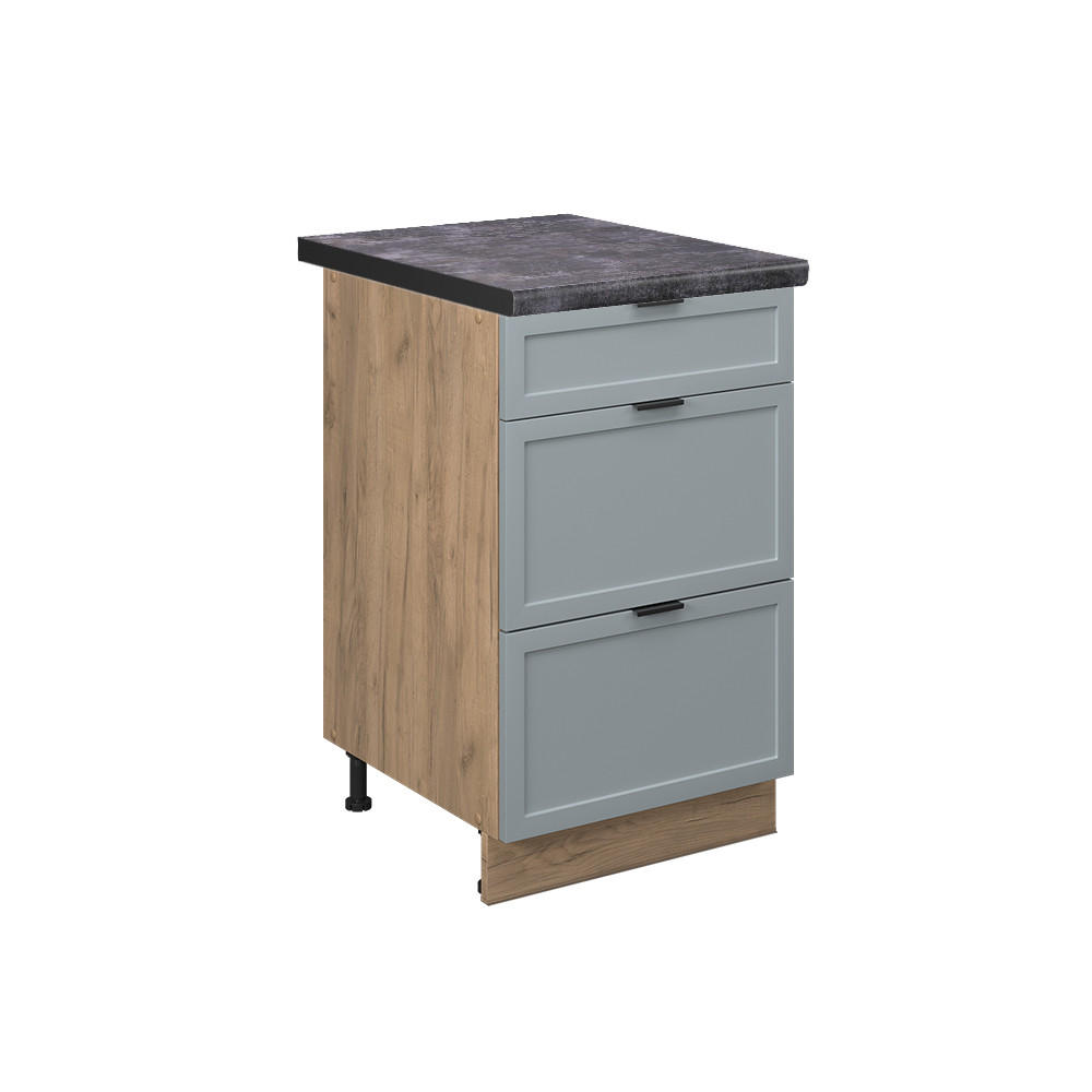 KÜCHENUNTERSCHRANK Fame-Line Hellblau-grau 50 cm, AP Anthrazit - Honigeiche/Eiche Wotan, Holzwerkstoff (50/82/60cm) - Vicco