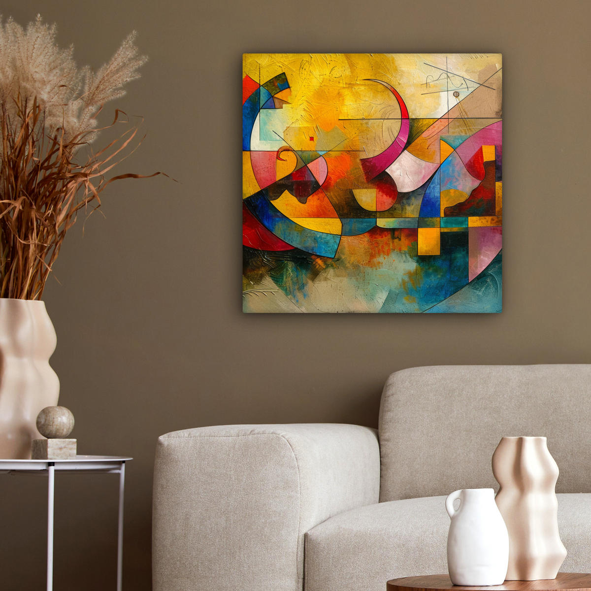 LEINWANDBILD Kunst - Abstrakt - Modern 50x50 cm - Gelb, Textil (50/50cm) - MuchoWow