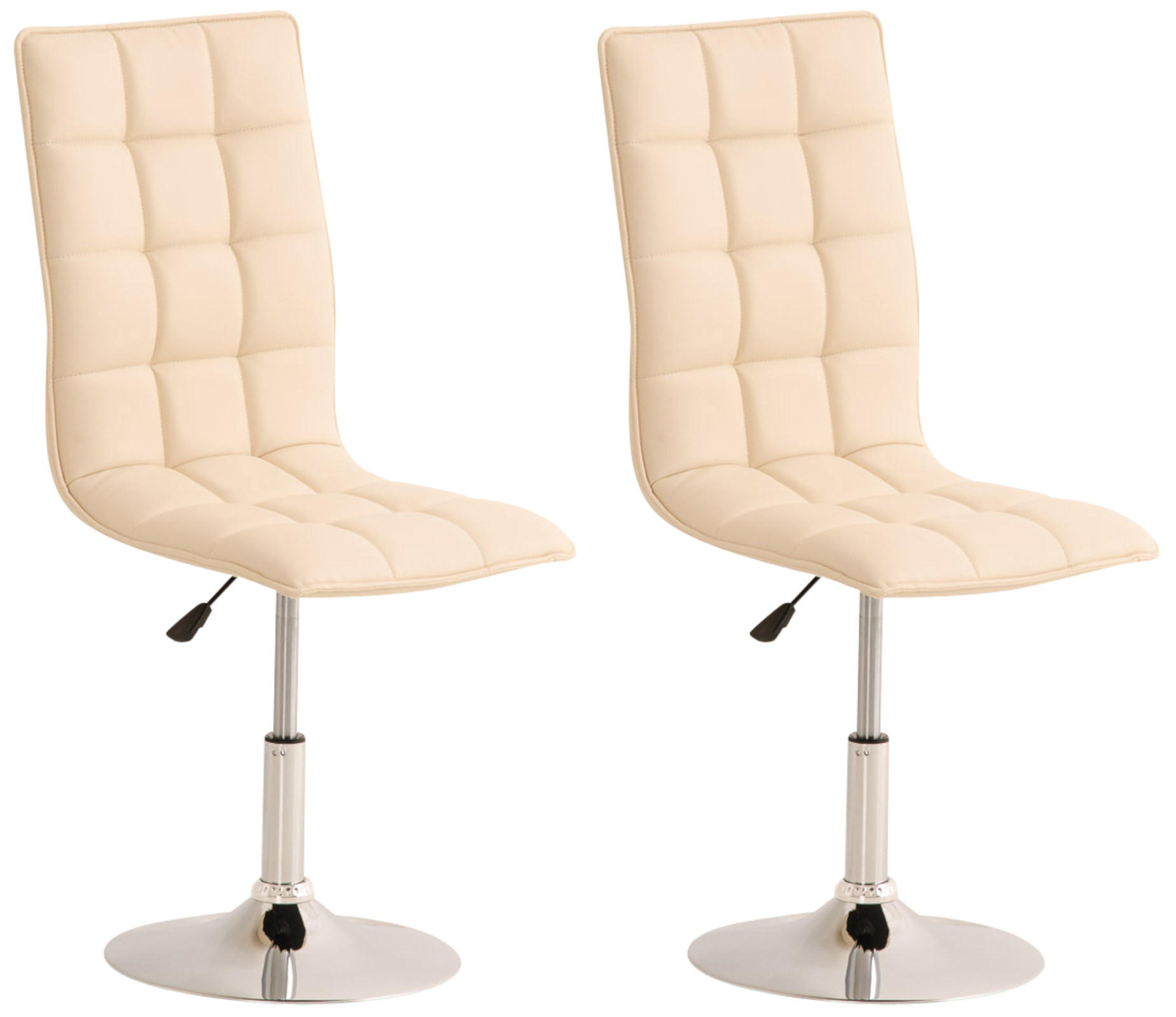 DREHSTUHL 2er Set Lederlook creme - Chromfarben/Creme, Textil/Metall (43/90/56cm) - CLP