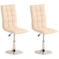 DREHSTUHL 2er Set Lederlook creme - Chromfarben/Creme, Textil/Metall (43/90/56cm) - CLP
