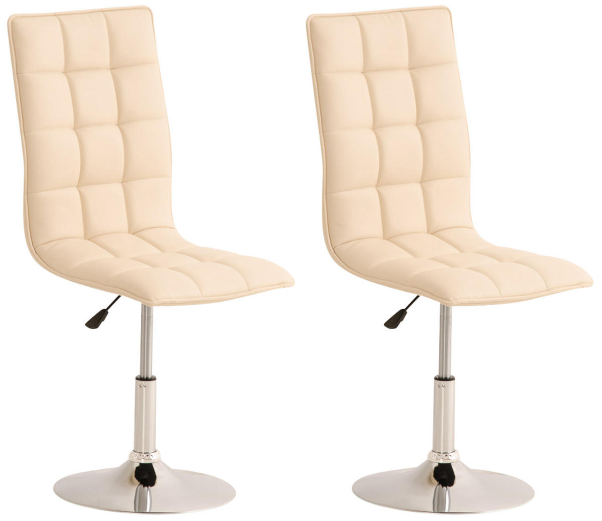 DREHSTUHL 2er Set Lederlook creme - Chromfarben/Creme, Textil/Metall (43/90/56cm) - CLP