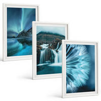 BILDER SET 3er Set - 40x60 cm Weißer Rahmen - Winterlandschaften mit Wasserfällen - Weiß, Kunststoff (40/60cm) - TULUP