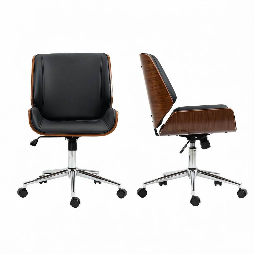 BÜROSTUHL in Schwarz und Dunkelbraun 60x53x96 cm, höhenverstellbar und drehbar - Schwarz, Kunststoff (53/96/60cm) - IVMEU