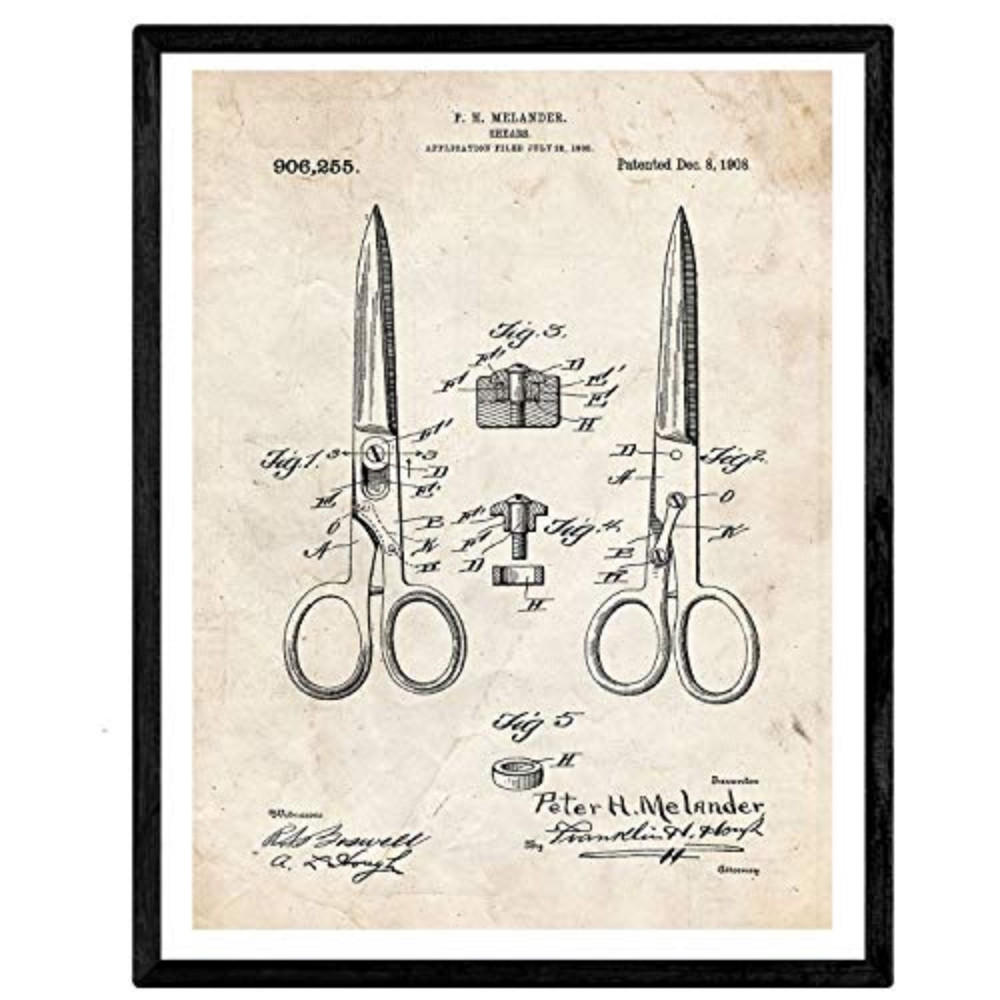 POSTER Friseurscheren Patent A3 Rahmenlos - Klar, Papier (29.7/5/42cm) - Nacnic
