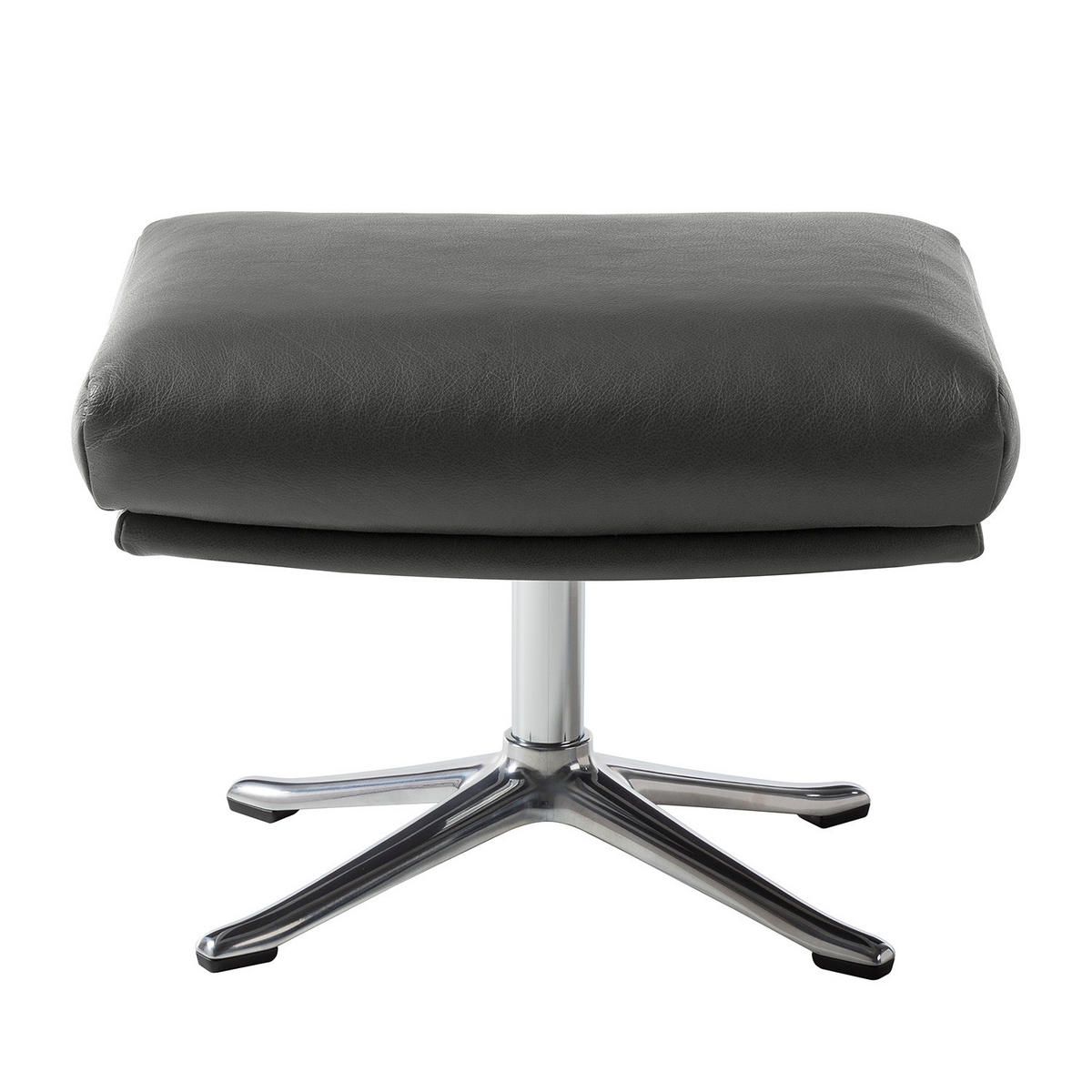 HOCKER mit Kreuzfuß - Chromfarben/Grau, Leder/Metall (54/41/41cm) - home24