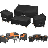 TERRASSENMÖBEL-ABDECKUNG 4-teiliges Set Schwarz - Schwarz, Textil (77/79/142cm)