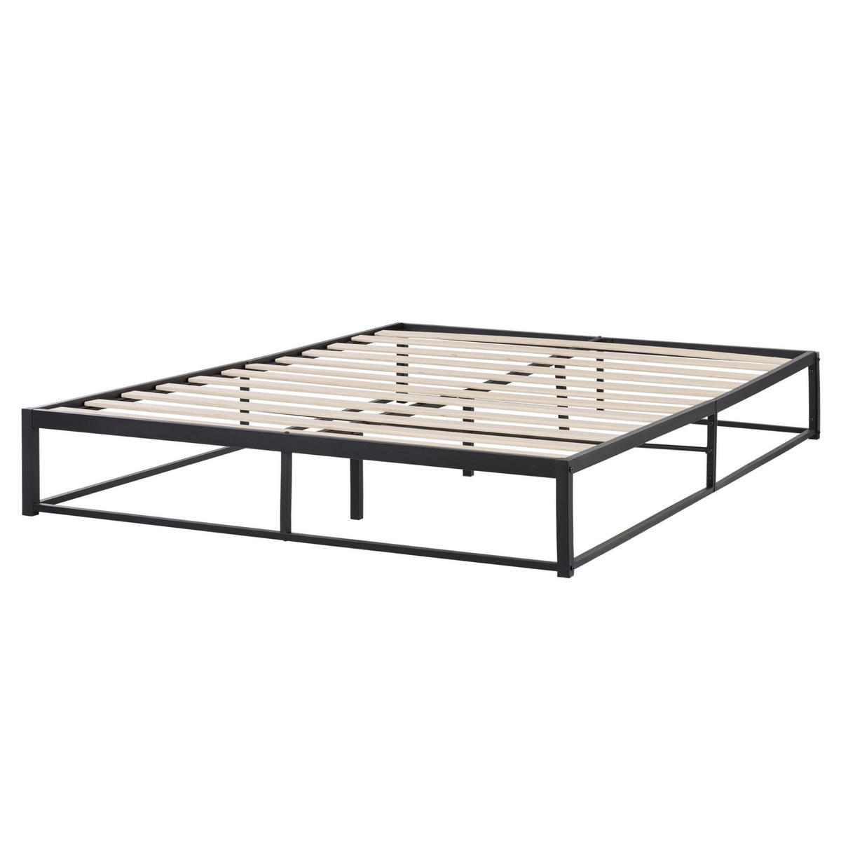 BETT mit Lattenrost 160x200 cm Schwarz Viry - Schwarz, Metall (160/200cm) - Beliani