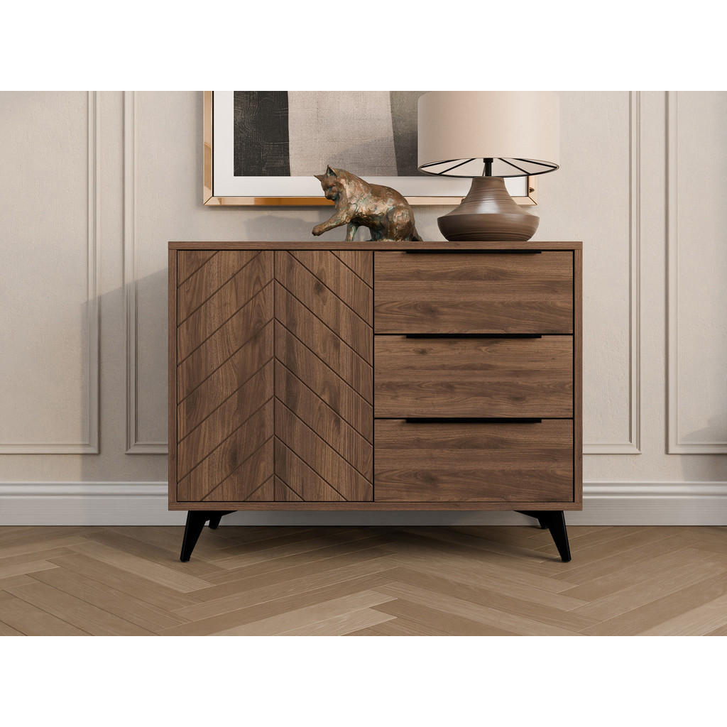 Thumbnail - Mirjan24 Kommode, Nussbaum, Metall, 3 Schubladen, Rechteckig,Rechteckig, 104x80x40 cm, Wohnzimmer, Kommoden & Sideboards...