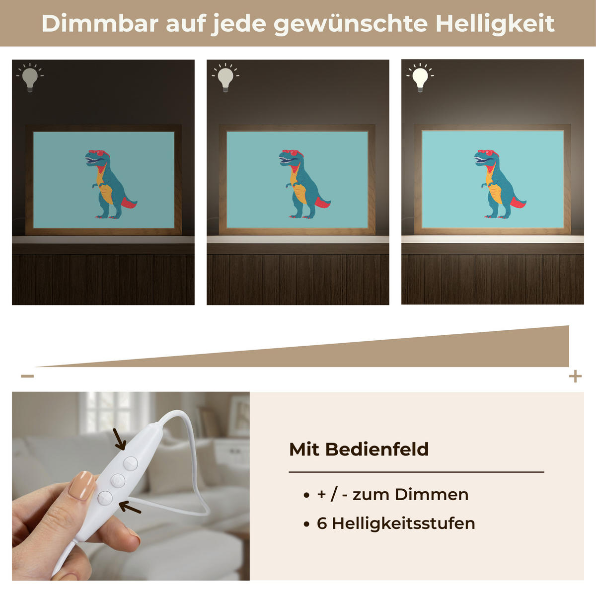 NÁSTĚNNÁ LAMPA Dinosaurus - Modrá - Sluneční brýle 30x20 cm - světle modrá, kompozitní dřevo (30/20/8cm) - OnlyWow