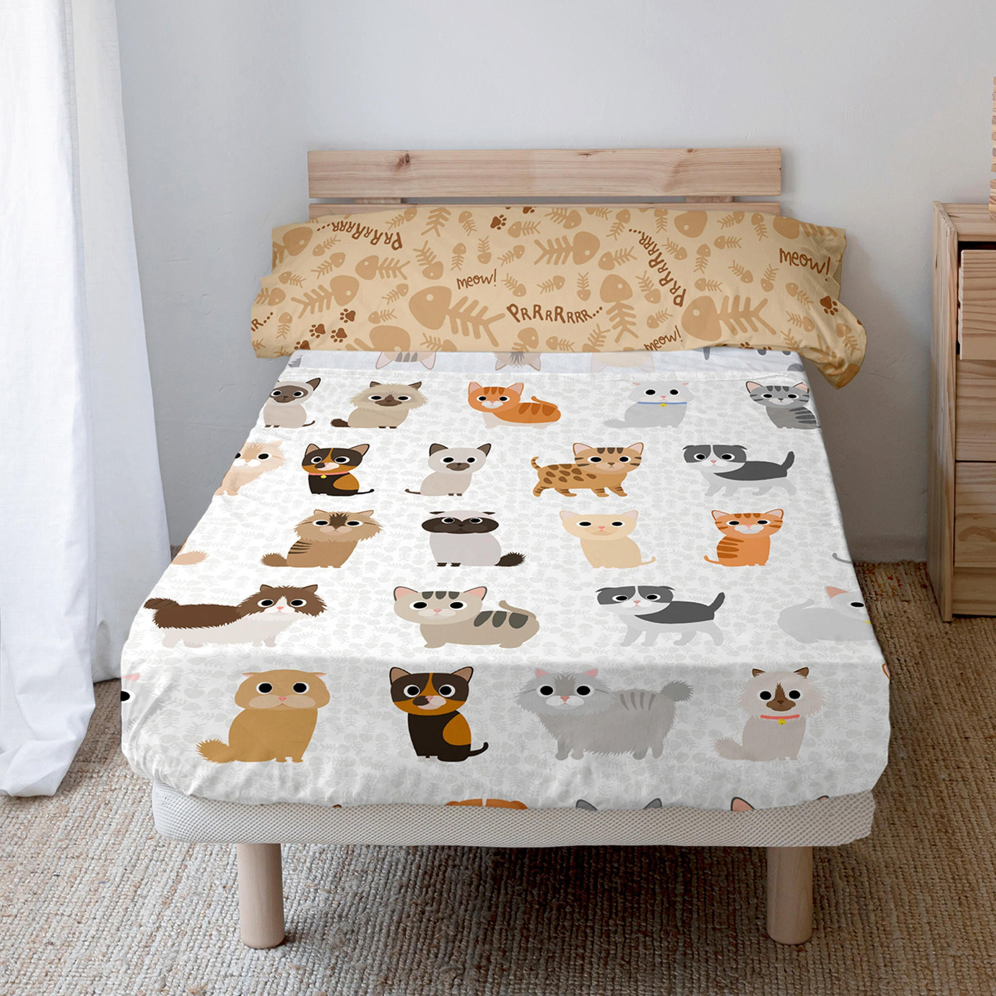 BETTWÄSCHE 2er-Set teiliges cats 180x270 cm mehrfarbig - Multicolor, Textil (180/270cm) - Happy Friday