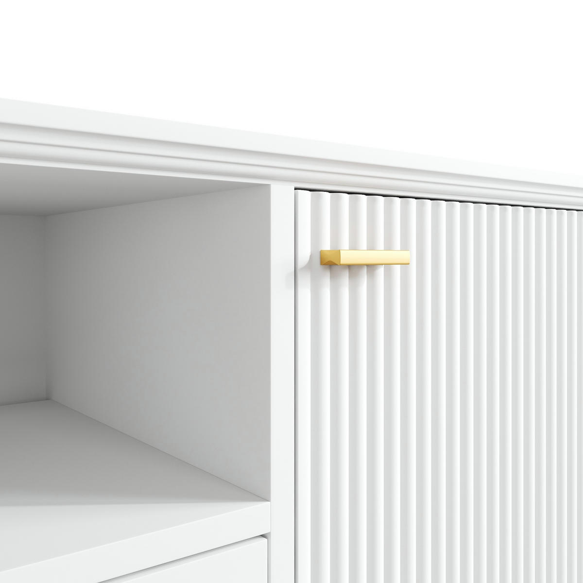 TV-SCHRANK offene Fächer Schubladen Soft-Close modern - Weiß, Holzwerkstoff (36/54/170cm) - FLIEKS