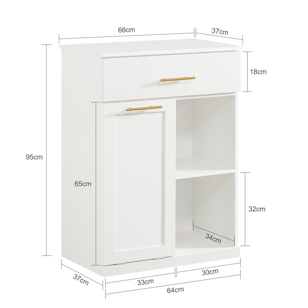 WÄSCHESCHRANK Weiß - Weiß, Holzwerkstoff (66/95/37cm) - SoBuy