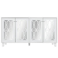 KREDENCA z zrcalno površino, 4 vrata, 160/40/84 cm - bela, leseni material (40/84/160cm) - OKMYHOME