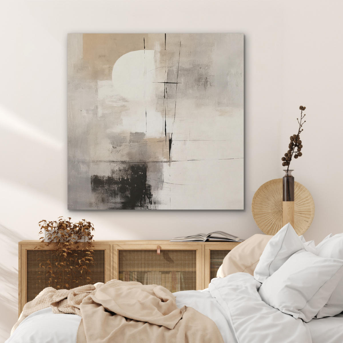 AKUSTIKPANEEL Abstrakt - Kunst - Grau 90x90 cm - Hellgrau, Textil (90/0.9/90cm) - MuchoWow